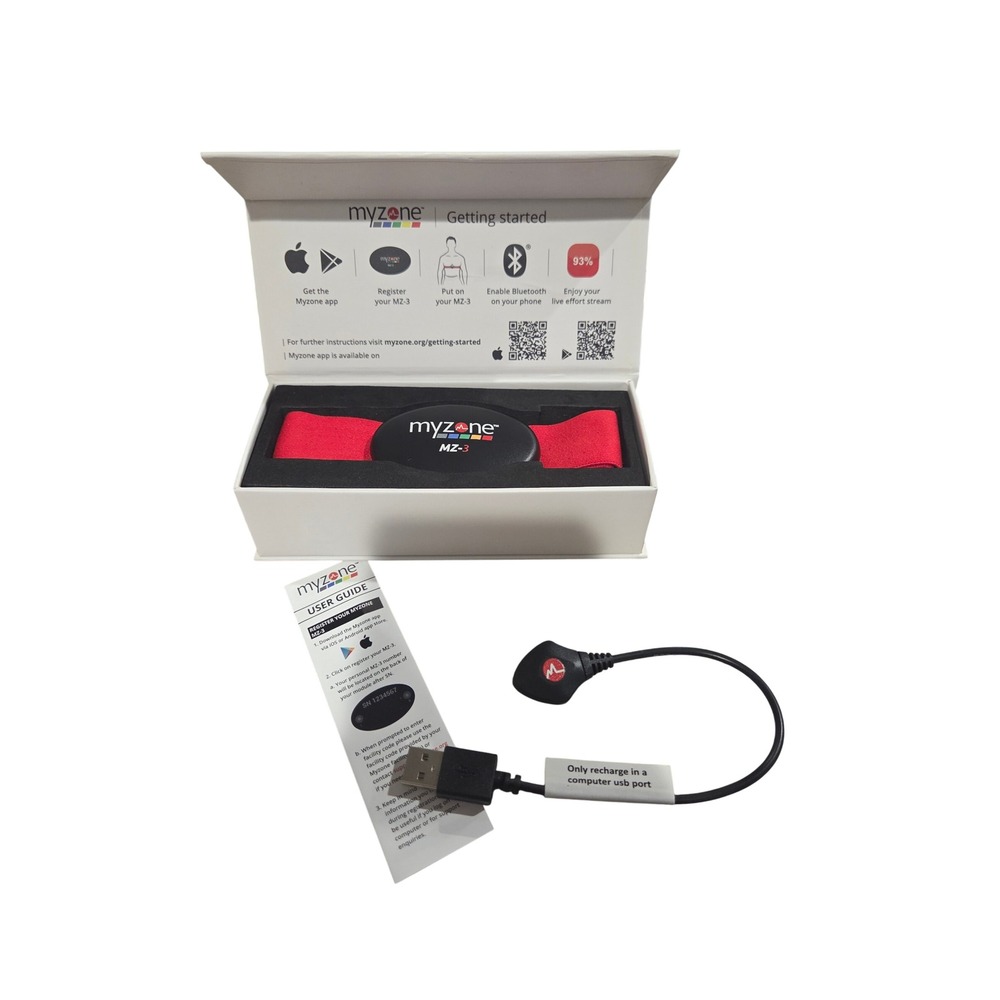 Myzone MZ-3 Heart Rate Monitor Physical Activity Belt Red Black Bluetooth